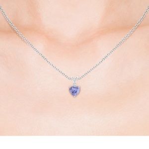 Heart shaped Tanzanite V-Bale Pendant with Diamond